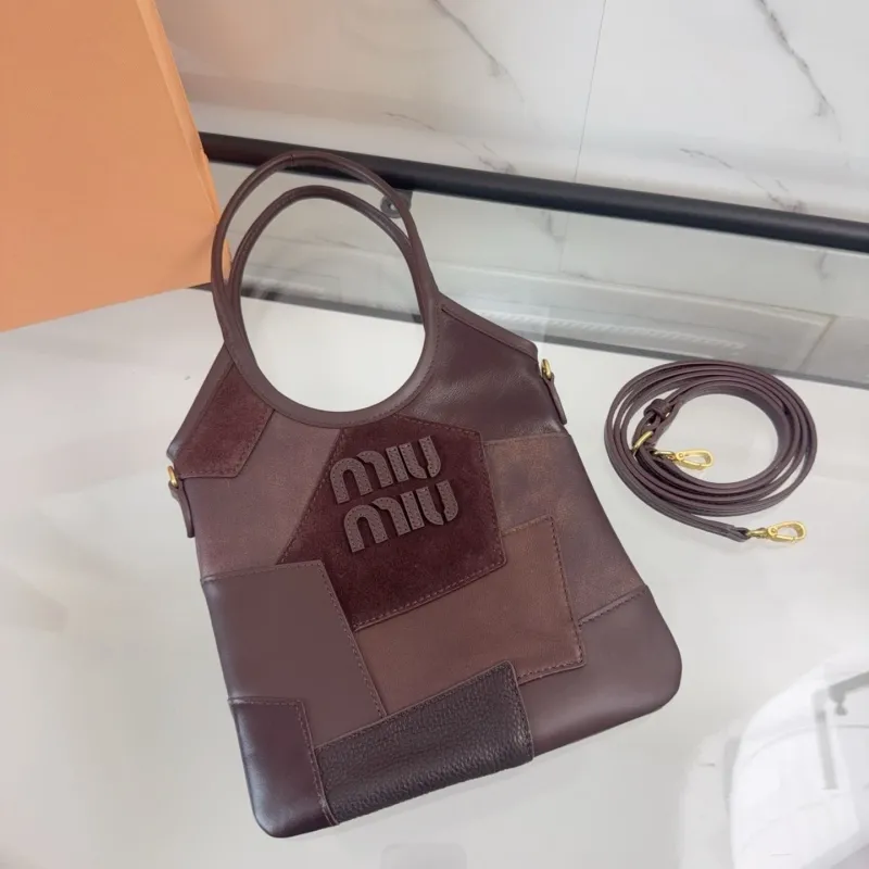 Miu Miu Brown Leather Patchwork Shoulder Bag - Image 6