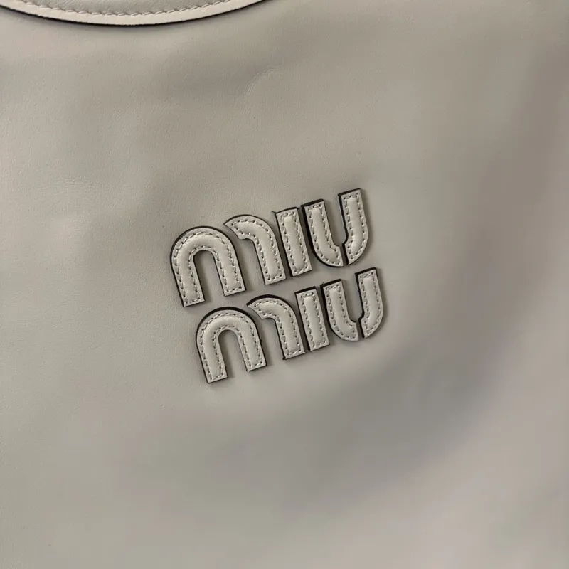 MIU MIU Cream Leather Tote Bag - Image 4