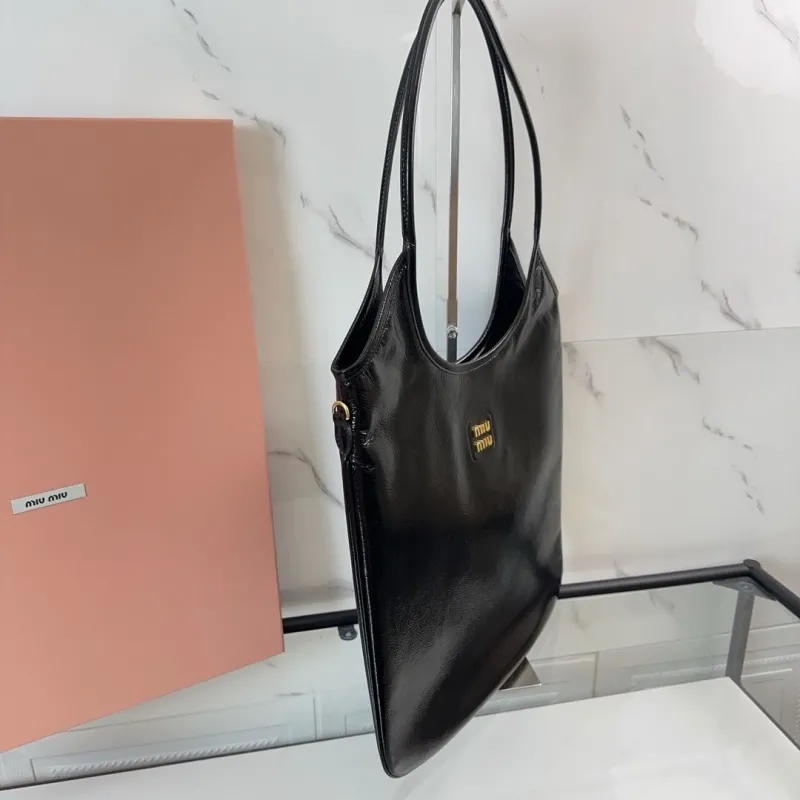 Miu Miu Black Leather Shoulder Tote Bag - Image 3