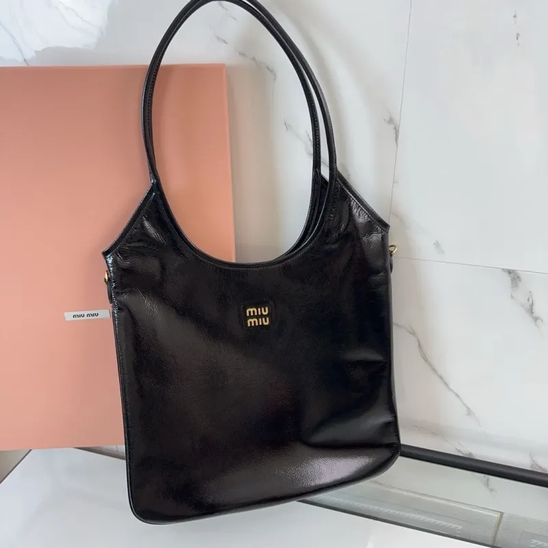 Miu Miu Black Leather Shoulder Tote Bag - Image 5
