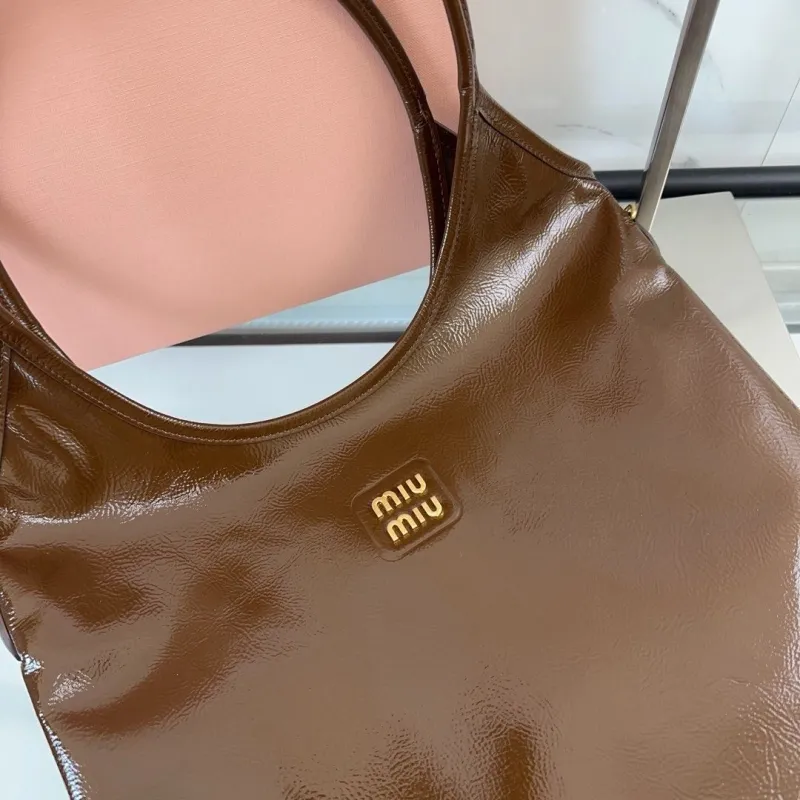 Miu Miu Brown Leather Tote Shopping Bag - Image 4