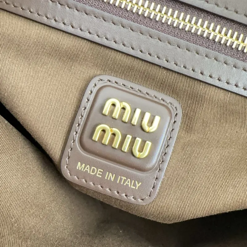 Miu Miu Brown Leather Tote Shopping Bag - Image 6