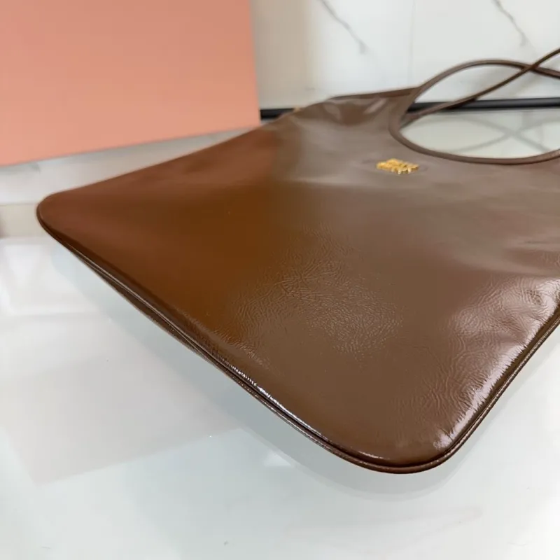 Miu Miu Brown Leather Tote Shopping Bag - Image 8