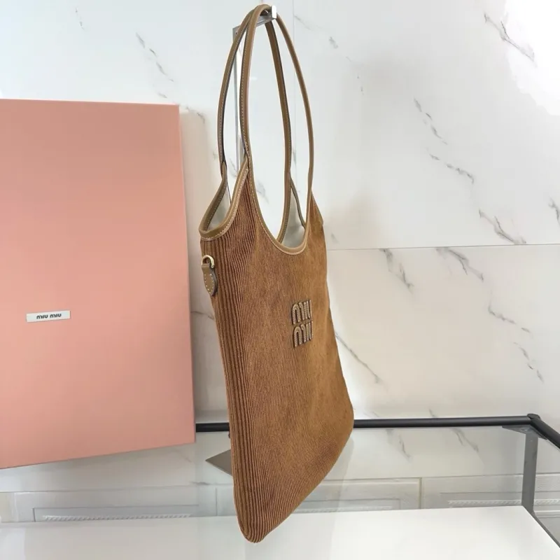 Miu Miu Brown Corduroy Tote Bag - Image 3