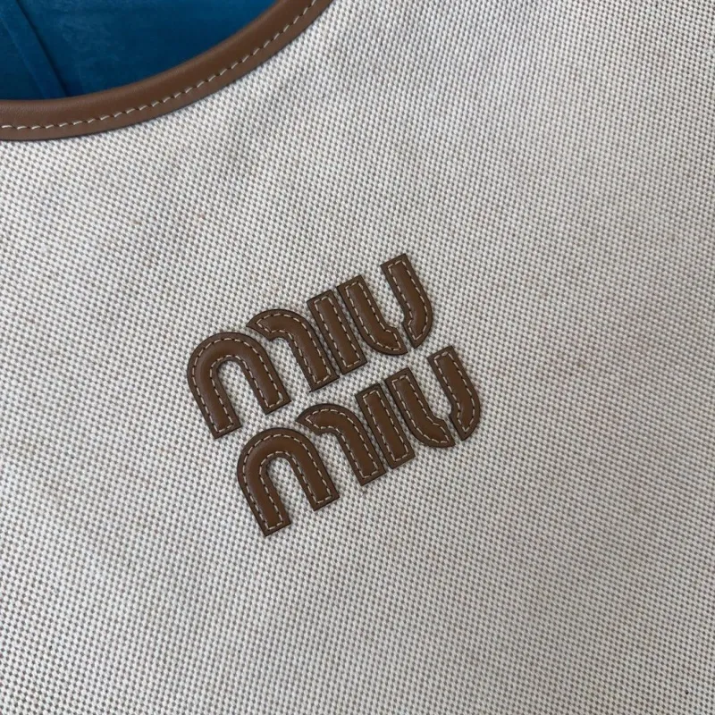 MIU MIU Beige Canvas Tote Bag - Image 4