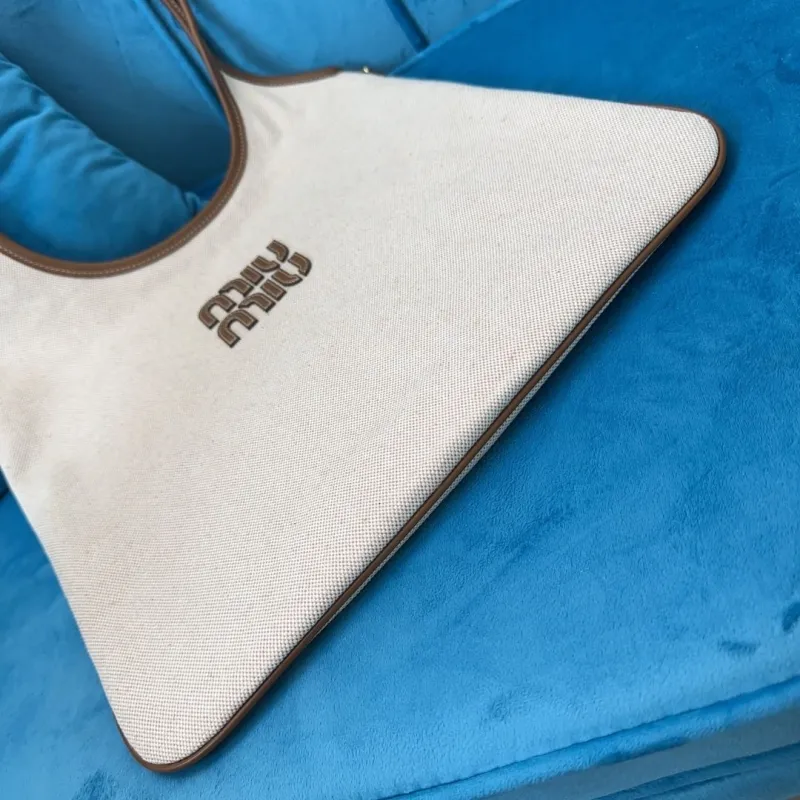 MIU MIU Beige Canvas Tote Bag - Image 9