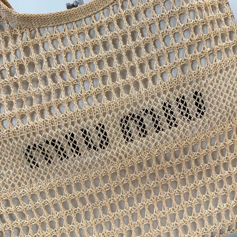 MIU MIU Beige Straw Tote Bag with Pouch - Image 5