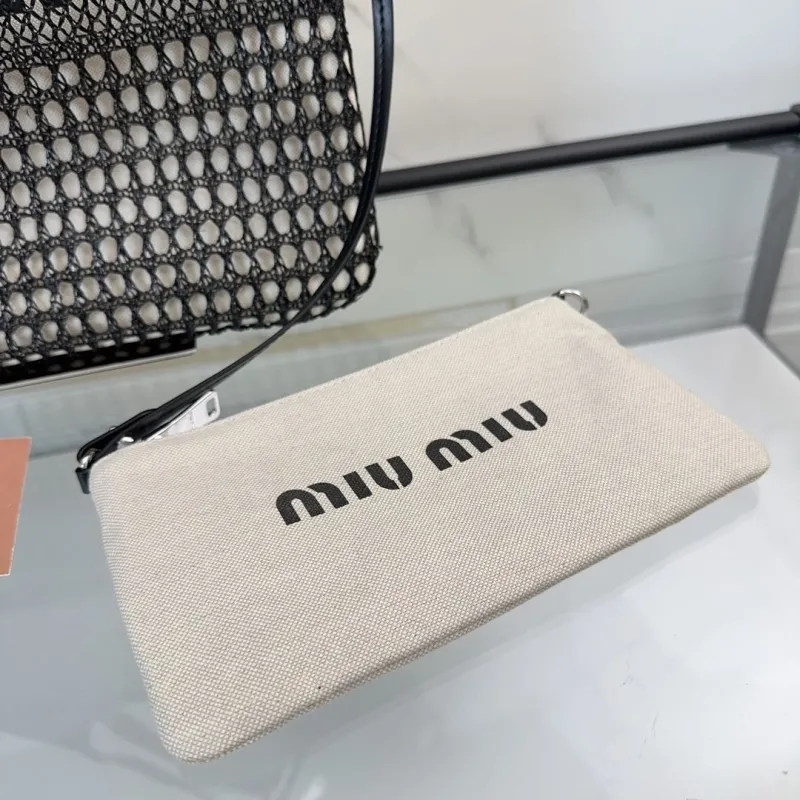 Miu Miu Black Mesh Tote Bag with Pouch - Image 5