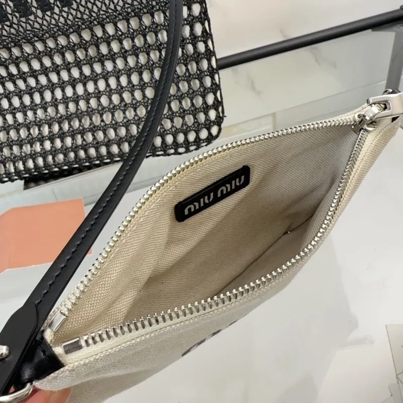 Miu Miu Black Mesh Tote Bag with Pouch - Image 6