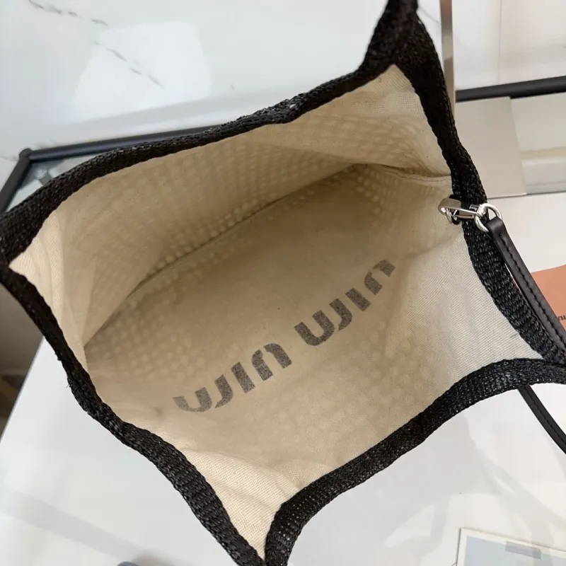 Miu Miu Black Mesh Tote Bag with Pouch - Image 8