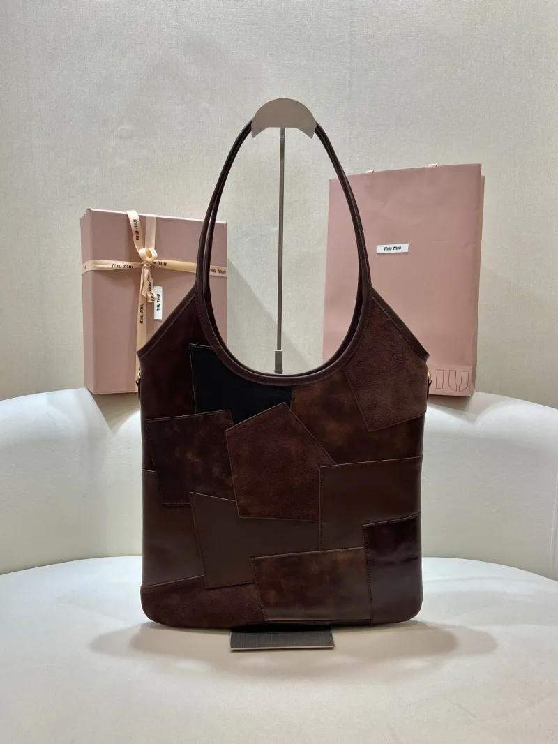 Miu Miu Brown Patchwork Leather Tote Bag - Image 4