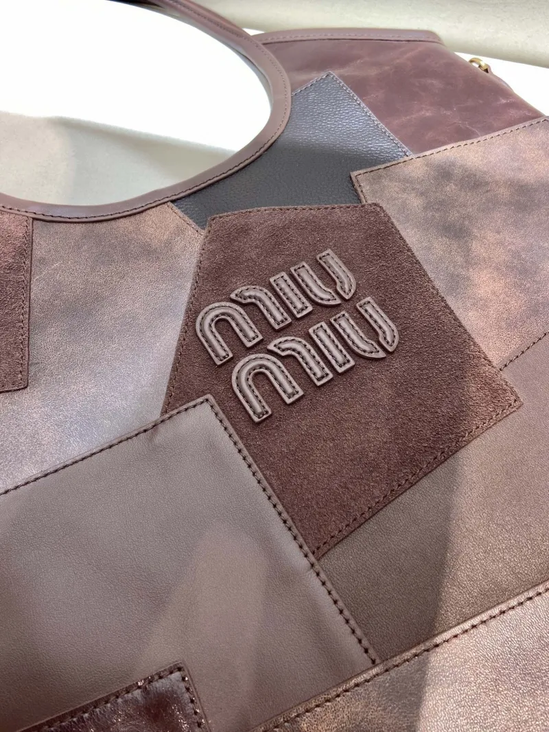 Miu Miu Brown Patchwork Leather Tote Bag - Image 7
