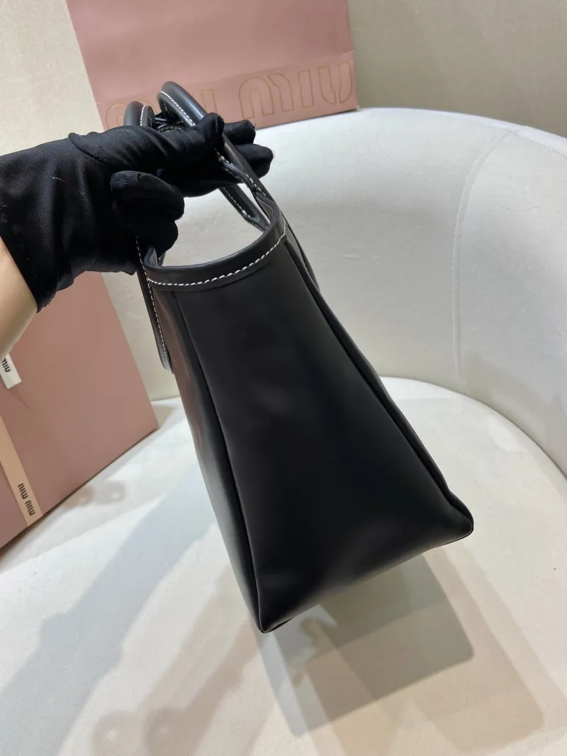 Miu Miu Black Leather Tote Crossbody Bag - Image 5