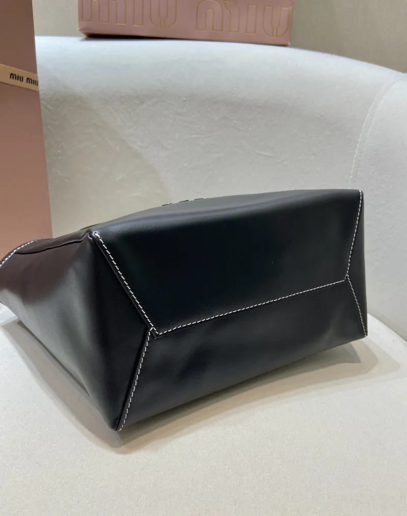 Miu Miu Black Leather Tote Crossbody Bag - Image 6