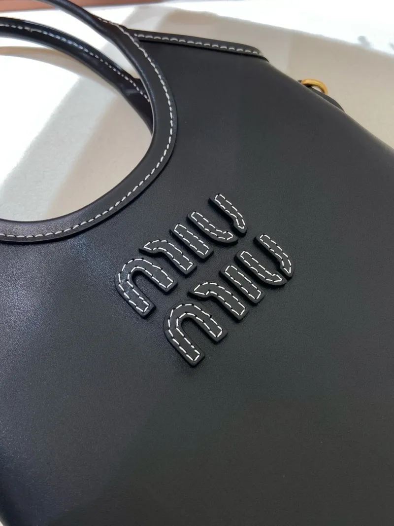 MIU MIU Black Leather Crossbody Tote Bag - Image 5
