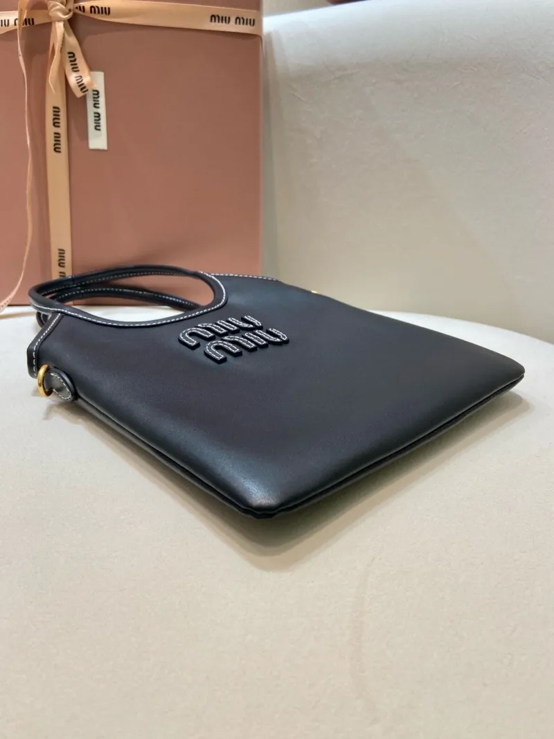 MIU MIU Black Leather Crossbody Tote Bag - Image 6