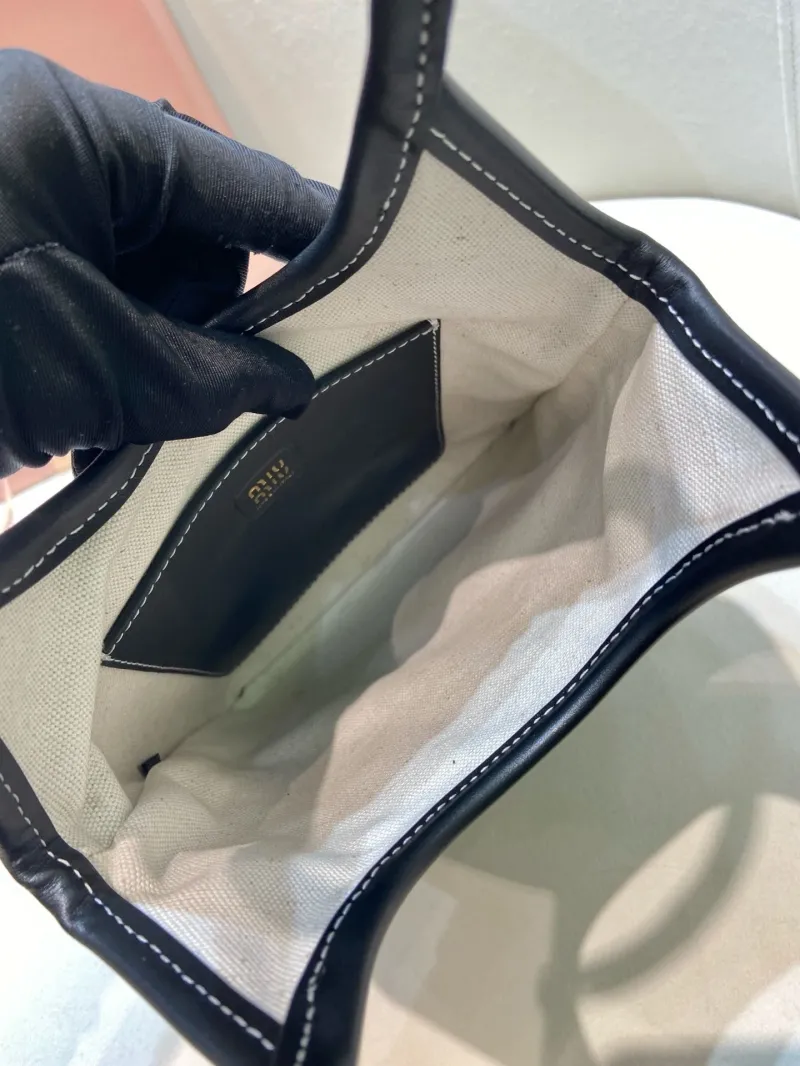 MIU MIU Black Leather Crossbody Tote Bag - Image 8