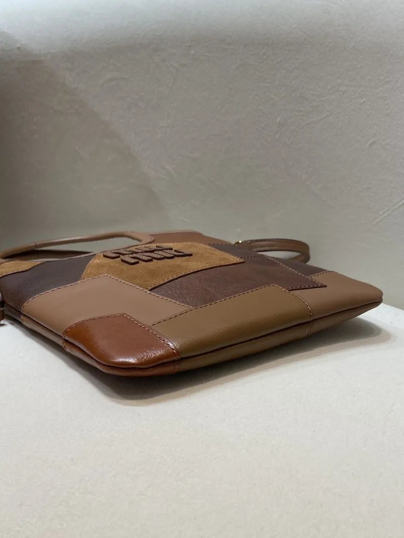 Miu Miu Brown Patchwork Leather Shopping Tote Bag - Image 5