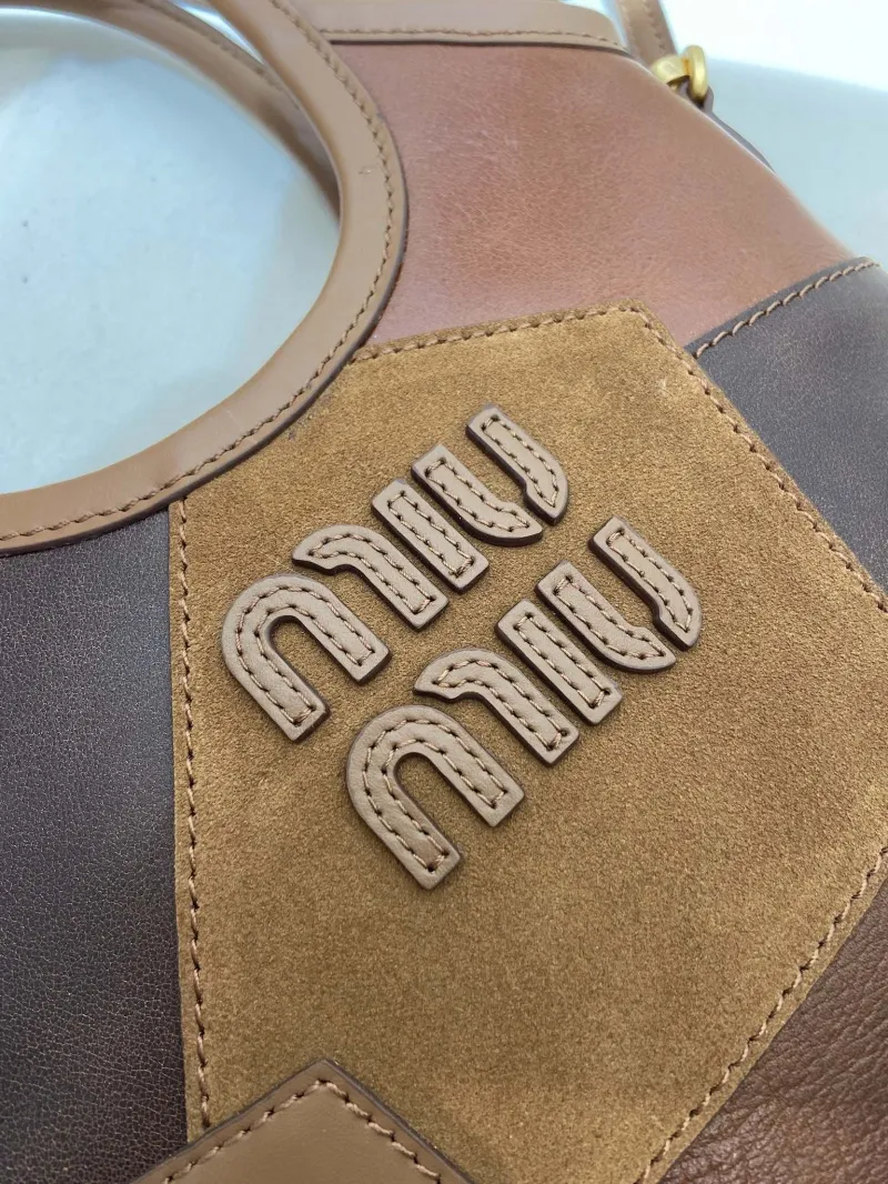 Miu Miu Brown Patchwork Leather Shopping Tote Bag - Image 6