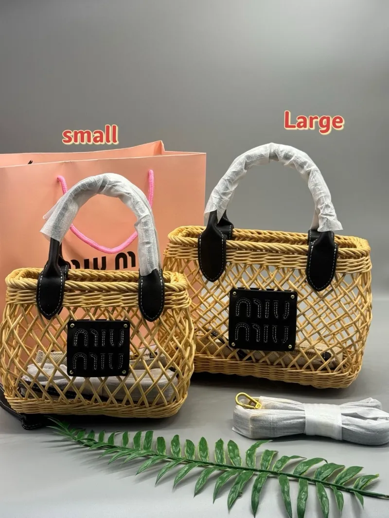 MIU MIU Small Large Wicker Basket Handbag - Image 3