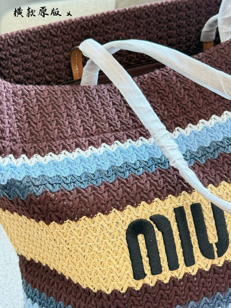 Miu Miu Striped Woven Tote Bag - Image 3