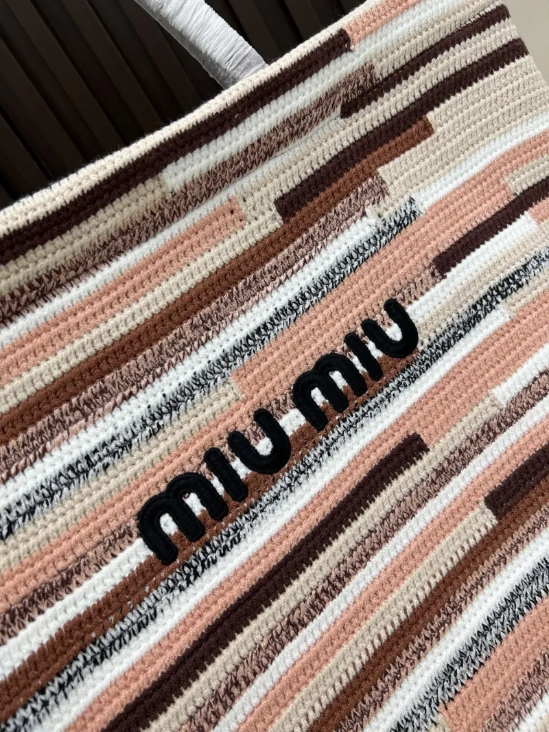 Miu Miu Striped Crochet Tote Bag - Image 3