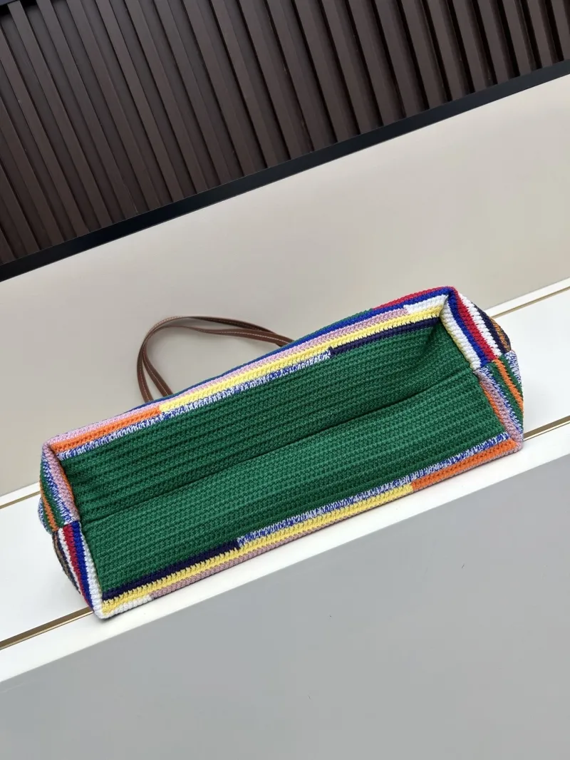 Miu Miu Multicolor Striped Crochet Tote Bag - Image 4