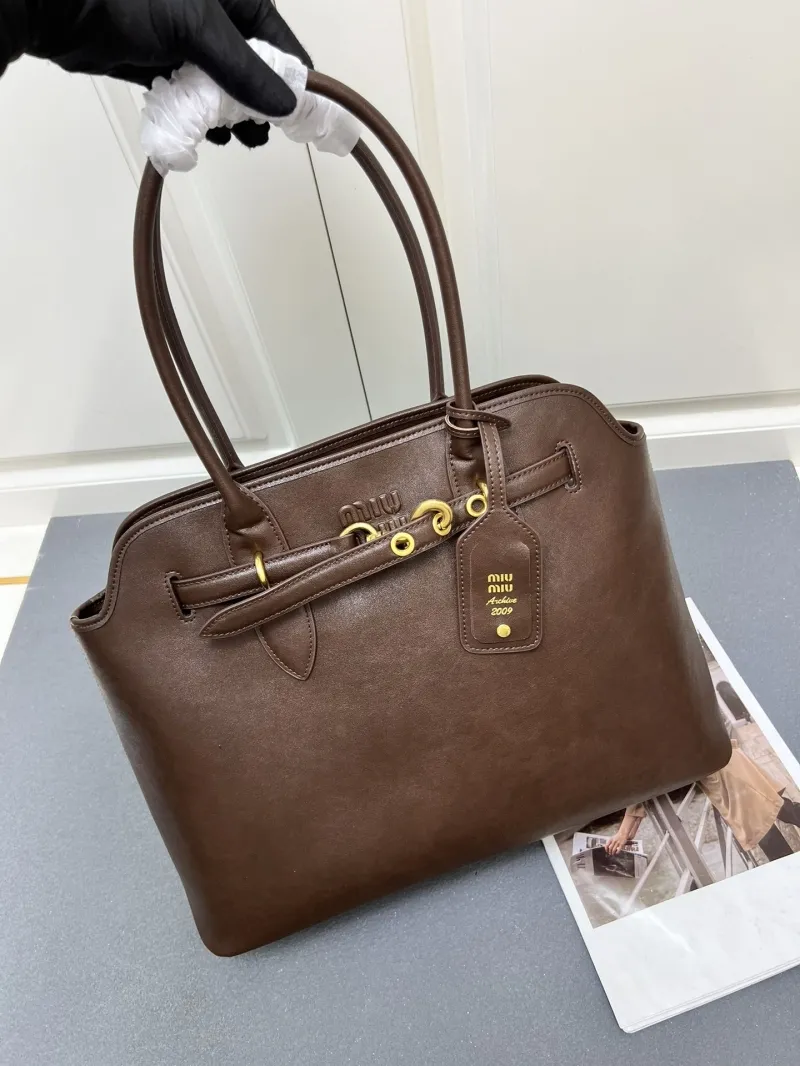 Miu Miu Brown Leather Tote Bag 7002SQ - Image 3
