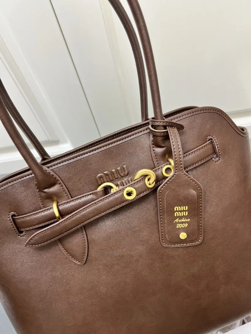 Miu Miu Brown Leather Tote Bag 7002SQ - Image 4
