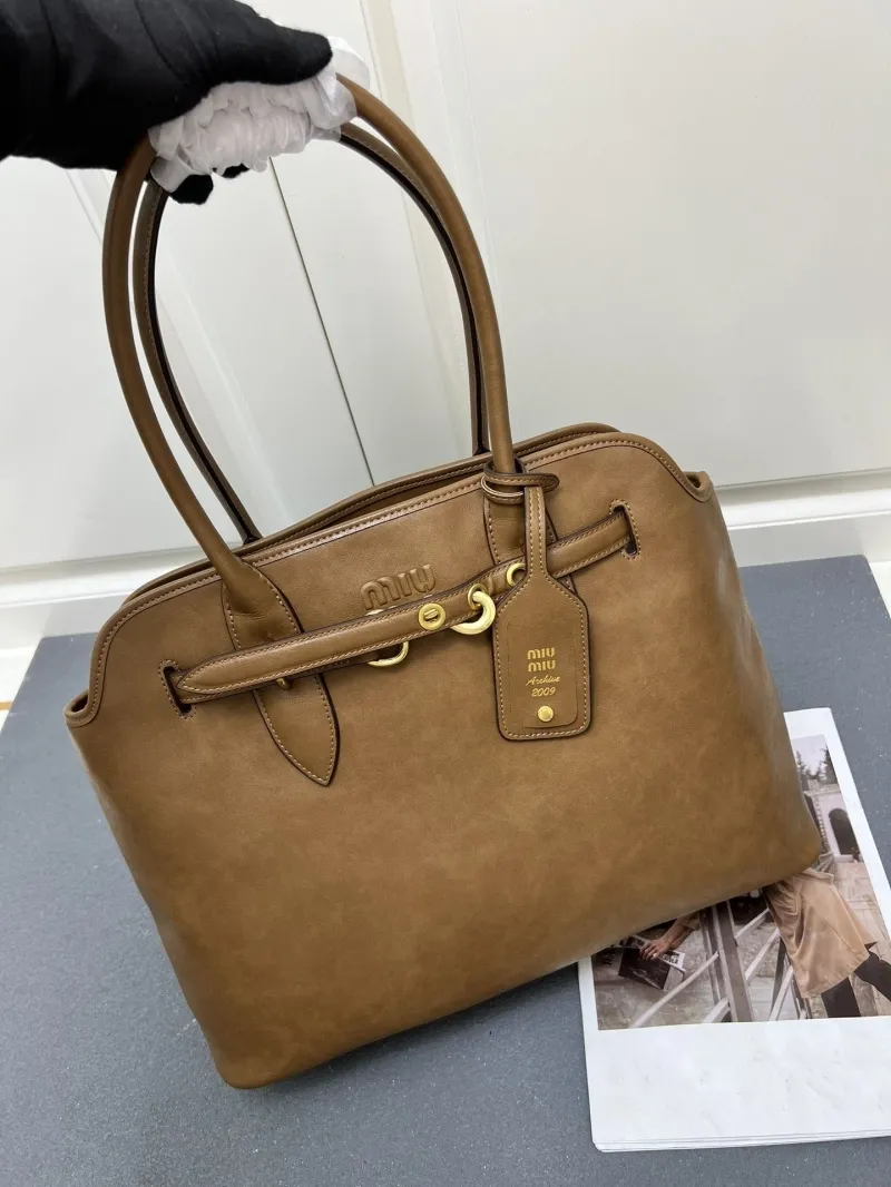 Miu Miu Brown Leather Tote Bag 7002SQ - Image 3