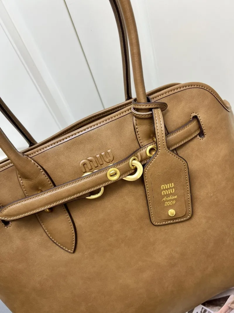 Miu Miu Brown Leather Tote Bag 7002SQ - Image 4