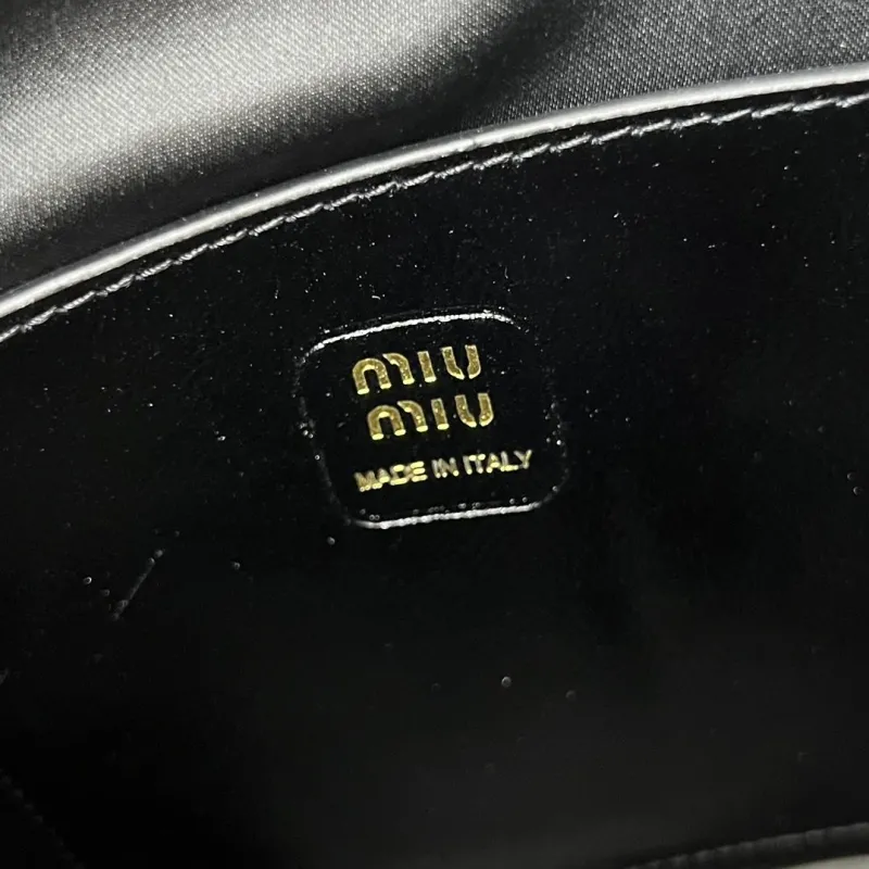 MIU MIU Black Small Leather Crossbody Handbag 7010SQ - Image 9