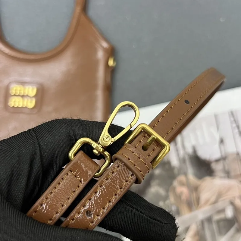 MIU MIU Brown Small Leather Crossbody Bag 7010SQ - Image 5