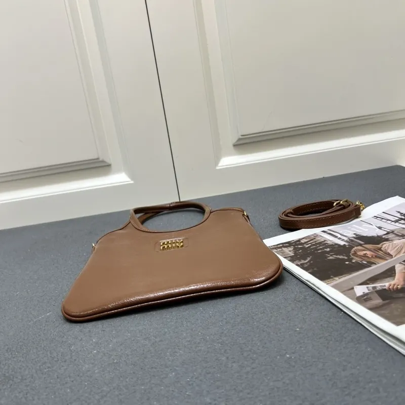 MIU MIU Brown Small Leather Crossbody Bag 7010SQ - Image 7