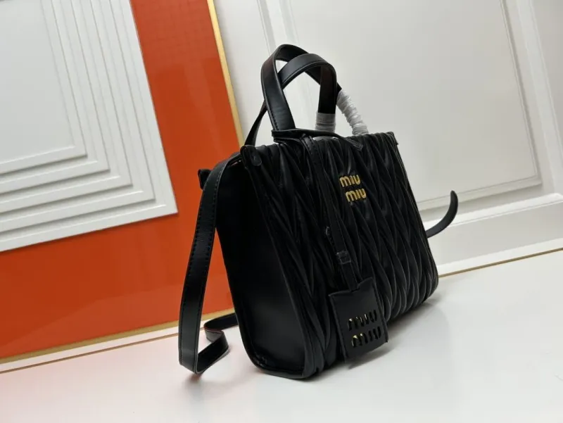 MIU MIU Small Black Leather Tote Bag 8620 - Image 3