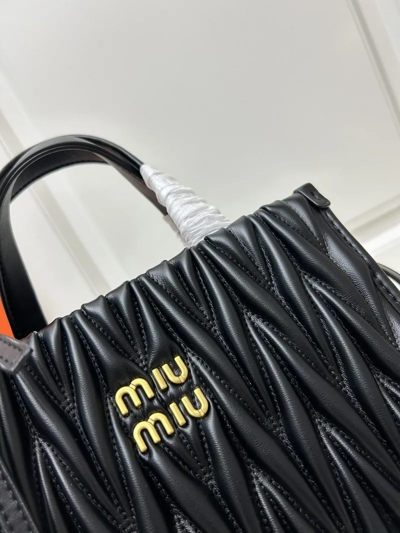 MIU MIU Small Black Leather Tote Bag 8620 - Image 4