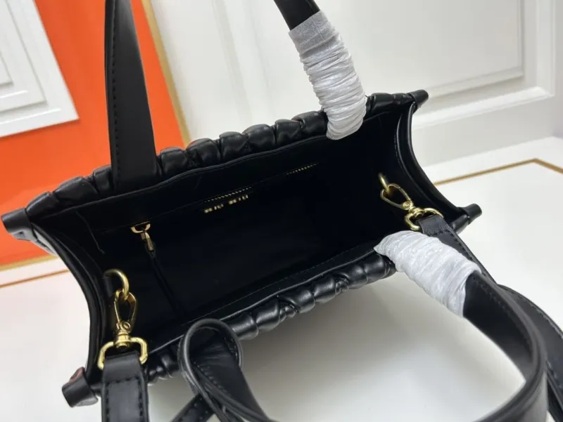 MIU MIU Small Black Leather Tote Bag 8620 - Image 8