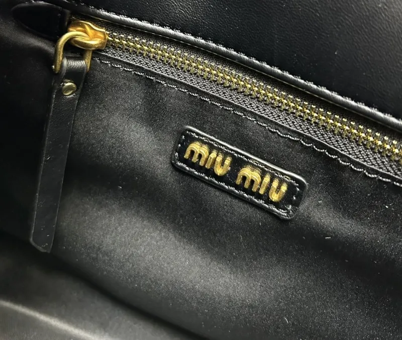 MIU MIU Small Black Leather Tote Bag 8620 - Image 9