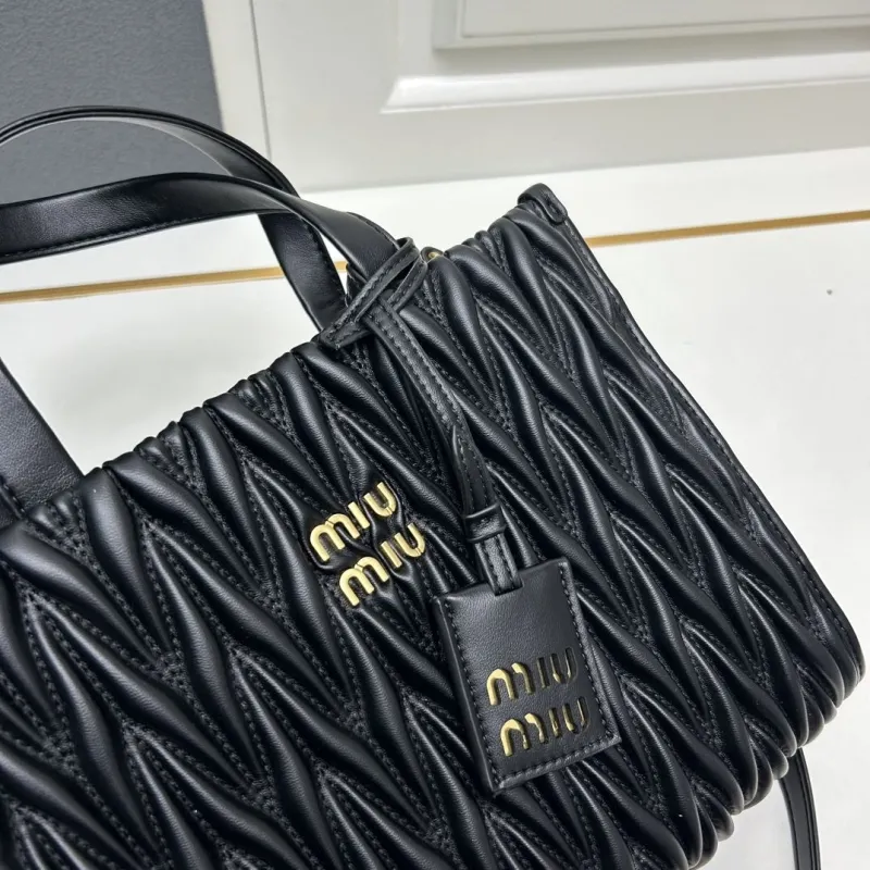 MIU MIU Black Matelassé Tote Bag 8621 - Image 5