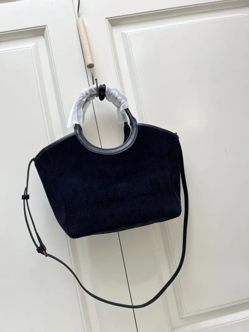 MIU MIU Navy Corduroy Crossbody Tote Bag - Image 3