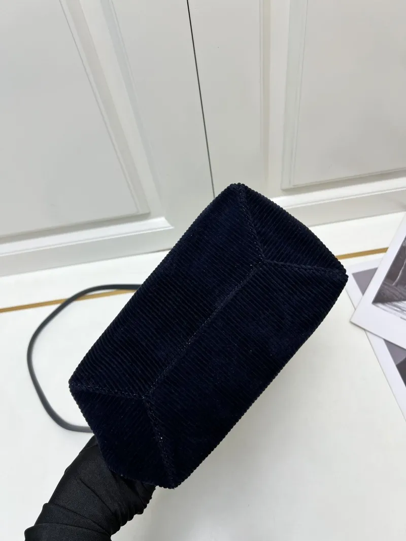 MIU MIU Navy Corduroy Crossbody Tote Bag - Image 7