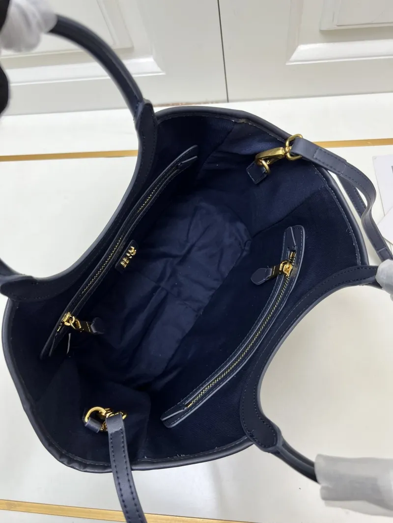 MIU MIU Navy Corduroy Crossbody Tote Bag - Image 9