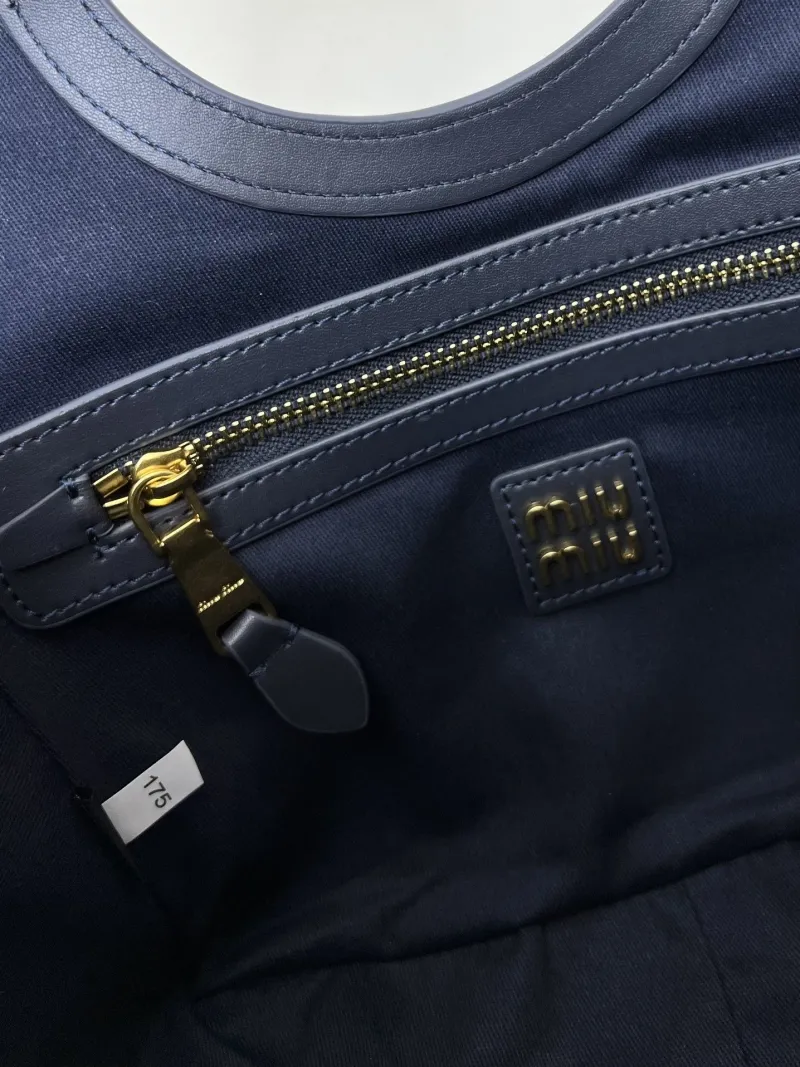 MIU MIU Navy Corduroy Crossbody Tote Bag - Image 10