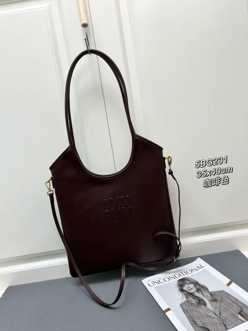 MIU MIU Brown Leather Tote Bag 5BG231 - Image 3
