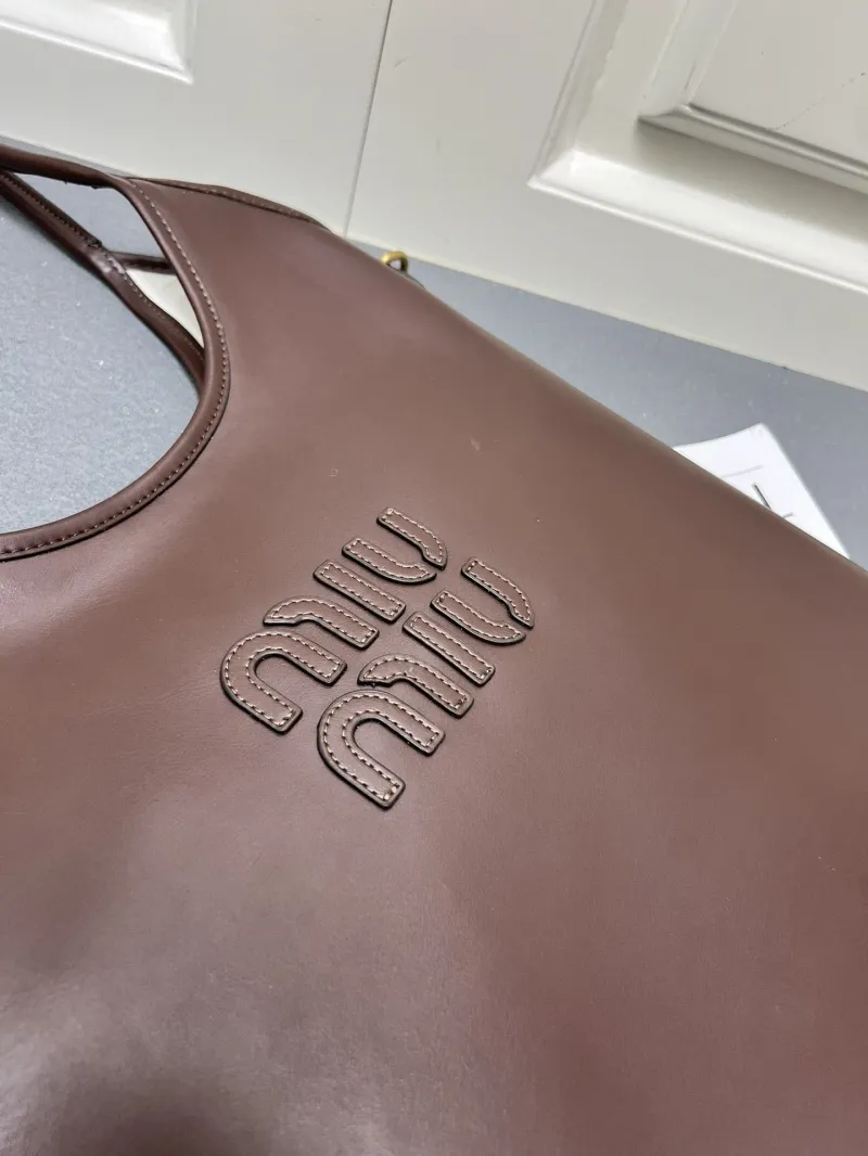MIU MIU Brown Leather Tote Bag 5BG231 - Image 5