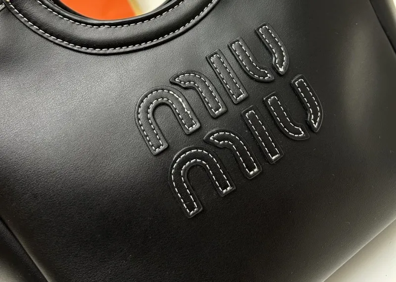 MIU MIU Medium Black Leather Tote Bag 5BG277 - Image 4