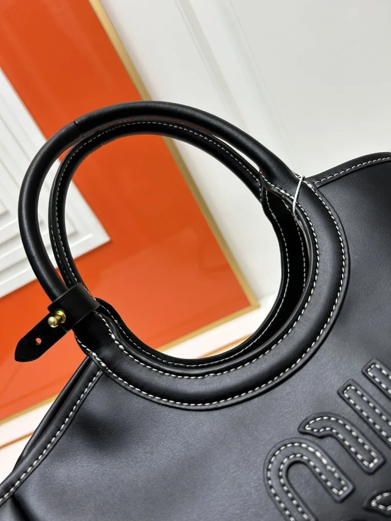 MIU MIU Medium Black Leather Tote Bag 5BG277 - Image 5