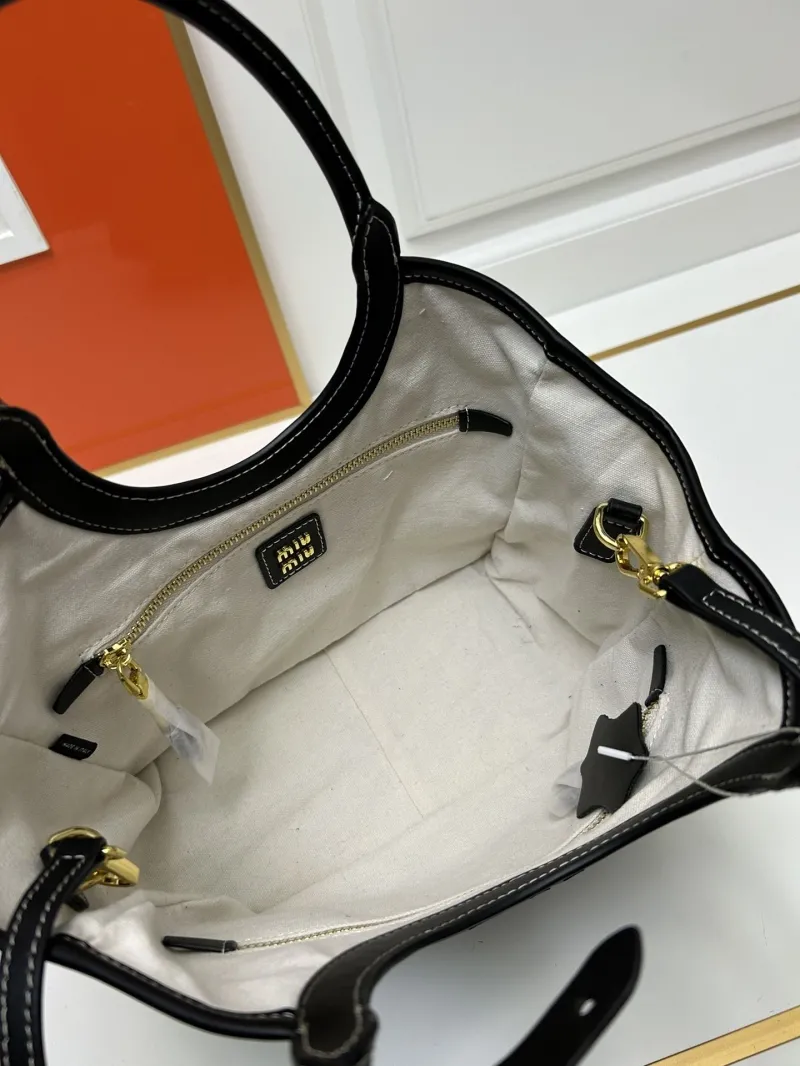 MIU MIU Medium Black Leather Tote Bag 5BG277 - Image 8