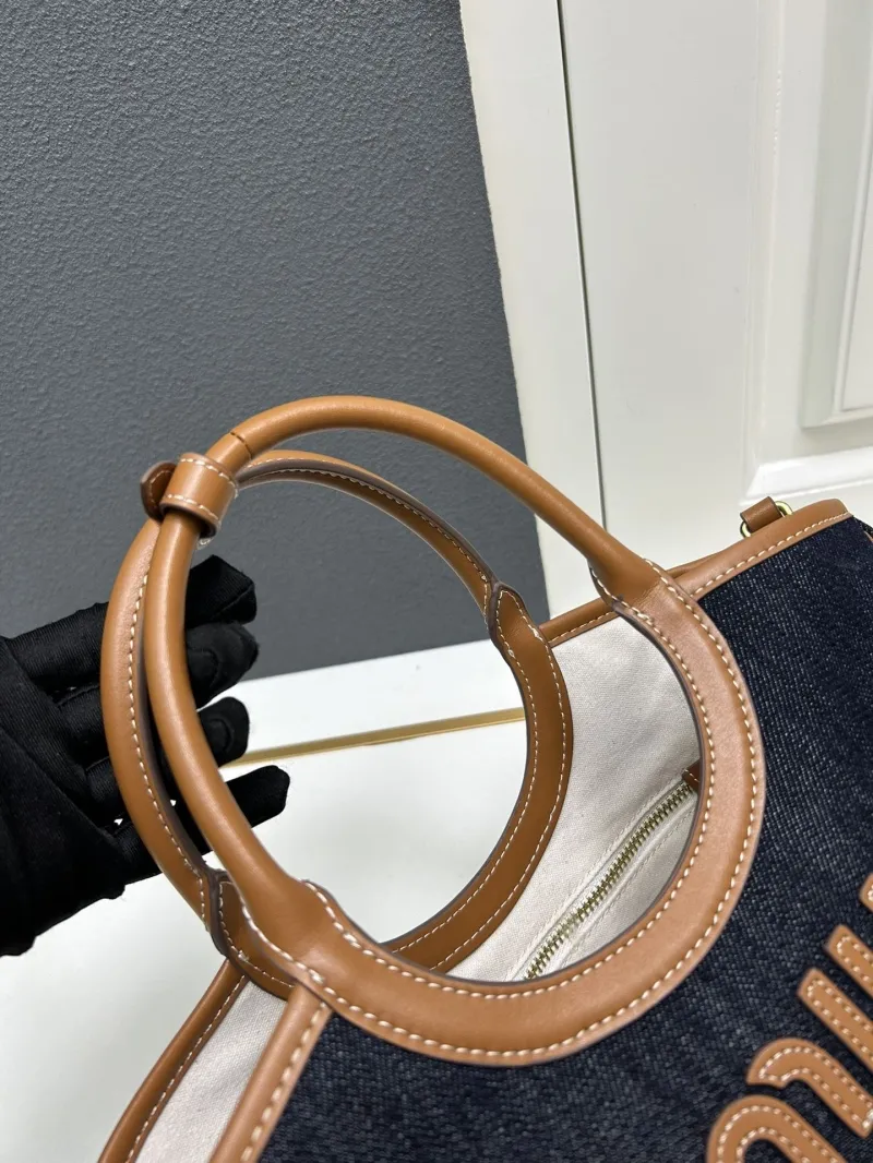 MIU MIU Small Denim Tote Crossbody Bag - Image 5