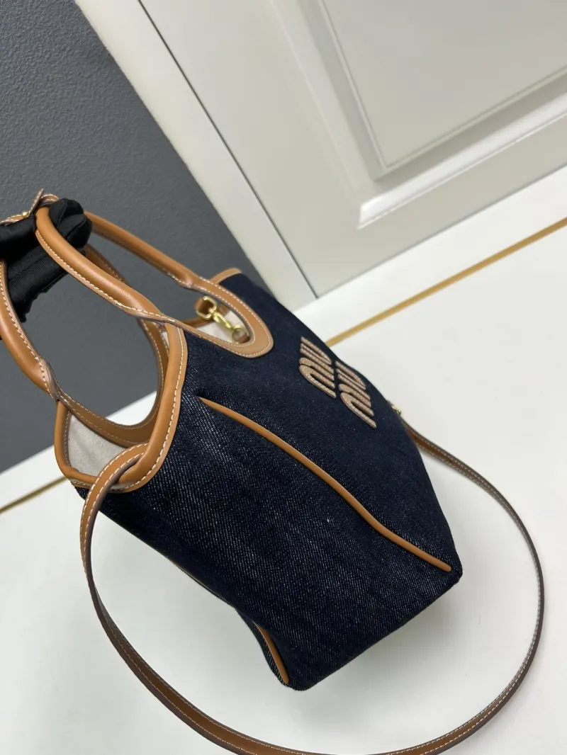MIU MIU Small Denim Tote Crossbody Bag - Image 6